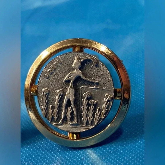 Crete  Coin Silver and Gold Tone Cuff Links Cufflinks - Vintage - Picture 2 of 14